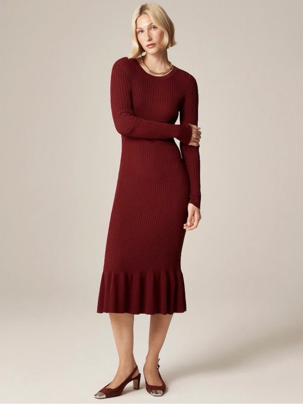 J.Crew super-stretch ruffle sweater-dress